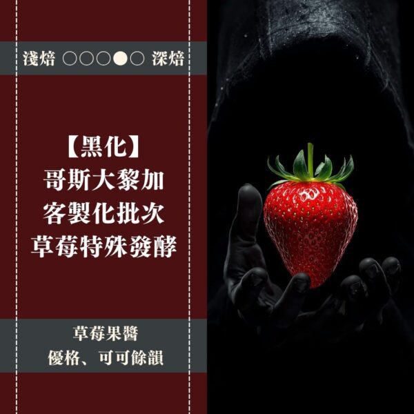 【100g嚐鮮版】►黑化◄ 哥斯大黎加。林桑客製化批次。草莓特殊發酵處理