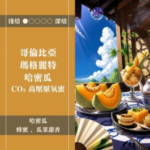 ►100g 體驗豆◄ 哥倫比亞。瑪格麗特。哈密瓜。CO₂ 高壓厭氧蜜